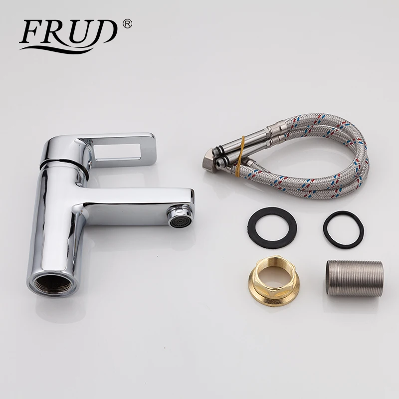 Смеситель для раковины FRUD R10072 хромированный кран горячей и холодной воды одна