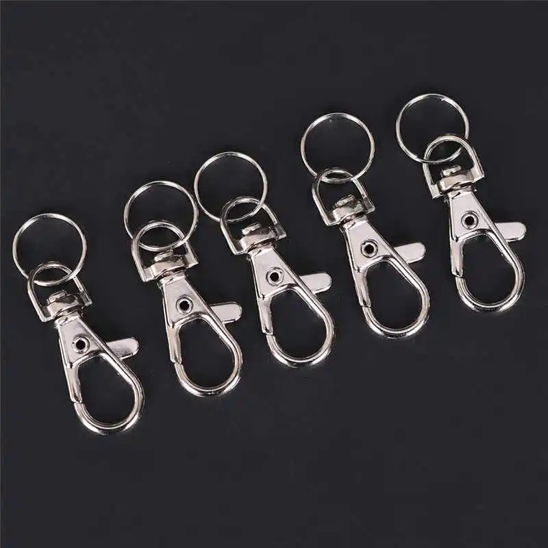 Polished Swivel Clasp with Keyring Chain Flat Split Ring DIY Keychain Supplies