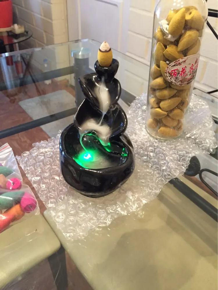LED Light Backflow Incense Burner