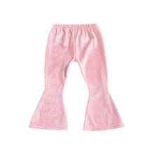 Pleuche Брюки Новые детей, дети, ребенок девушка сплошной Цвет клеш колокол-клеш