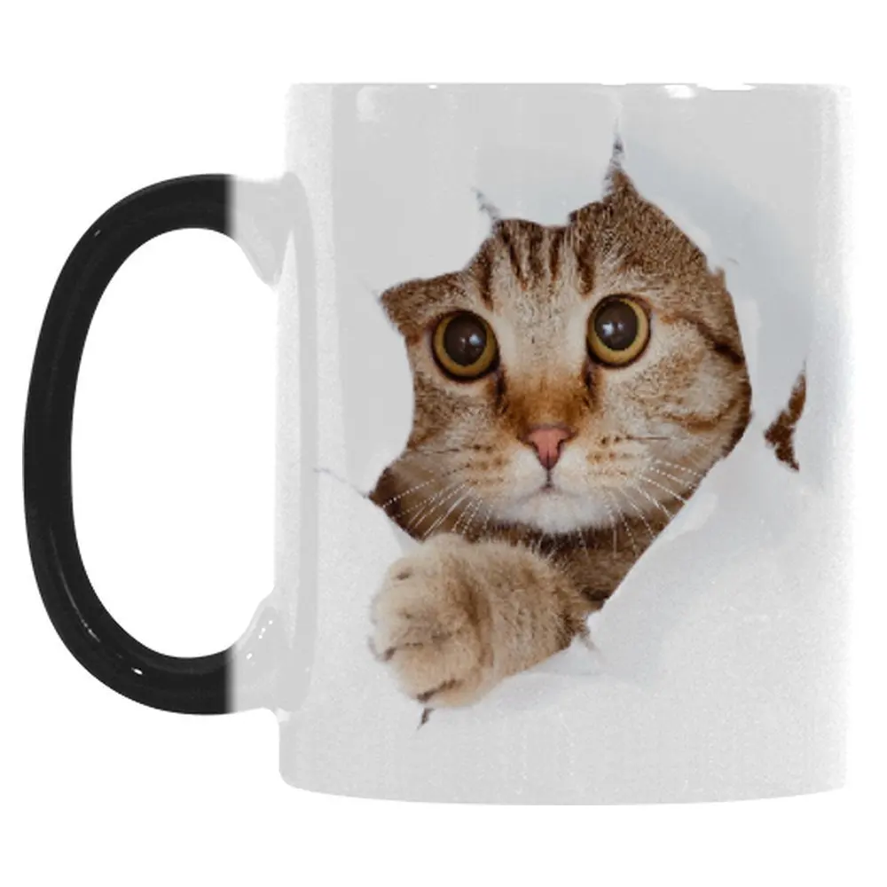 1 шт. Милая кофейная кружка с котом, меняющая цвет, Термочувствительная керамическая кофейная кружка, подарки-сюрприз, волшебная чайная чашка, кружки для кошек, домашних животных