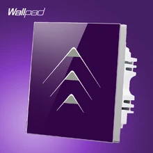 Wholsaler адррес wallpad 3 Gang 2 Way Роскошные 110 В-250 В Водонепроницаемый Фиолетовый Кристалл Стекло интеллектуальный сенсорный выключатель стены Панель