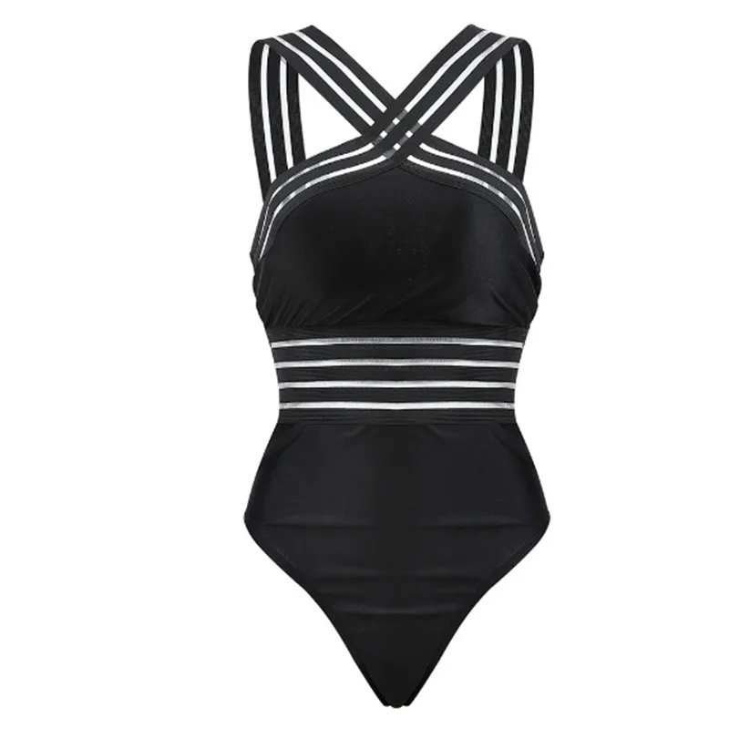 2020 Newest Women Swimsuits Sexy One Piece Swimwear For Women Beach High Neck Bandage Cross Back Female Brazilian Swimming Suit