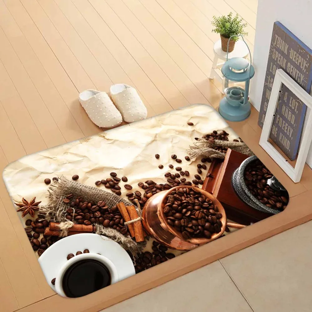 Еще коричневые кофейные бобы белая чашка аутентичный турецкий горшок 3d узор принт Противоскользящий половик домашний декор Entryway кухонный коврик