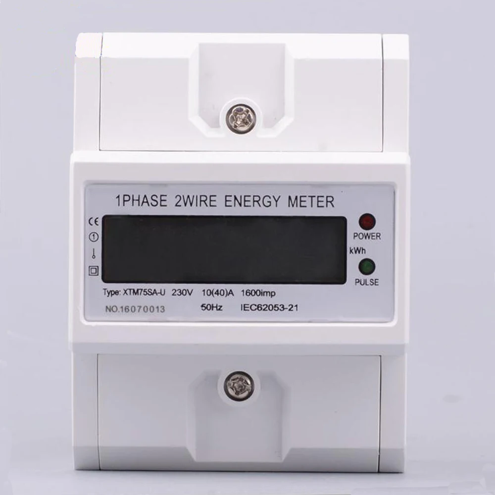

1pcs Newest DIN Rail Electronic Energy KWh Meter 1 Phase 2 Wire AC 230V