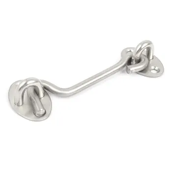 

UXCELL Cabinet Door Window Stay Catch Eye Cabin Hook Silver Tone 4" Long
