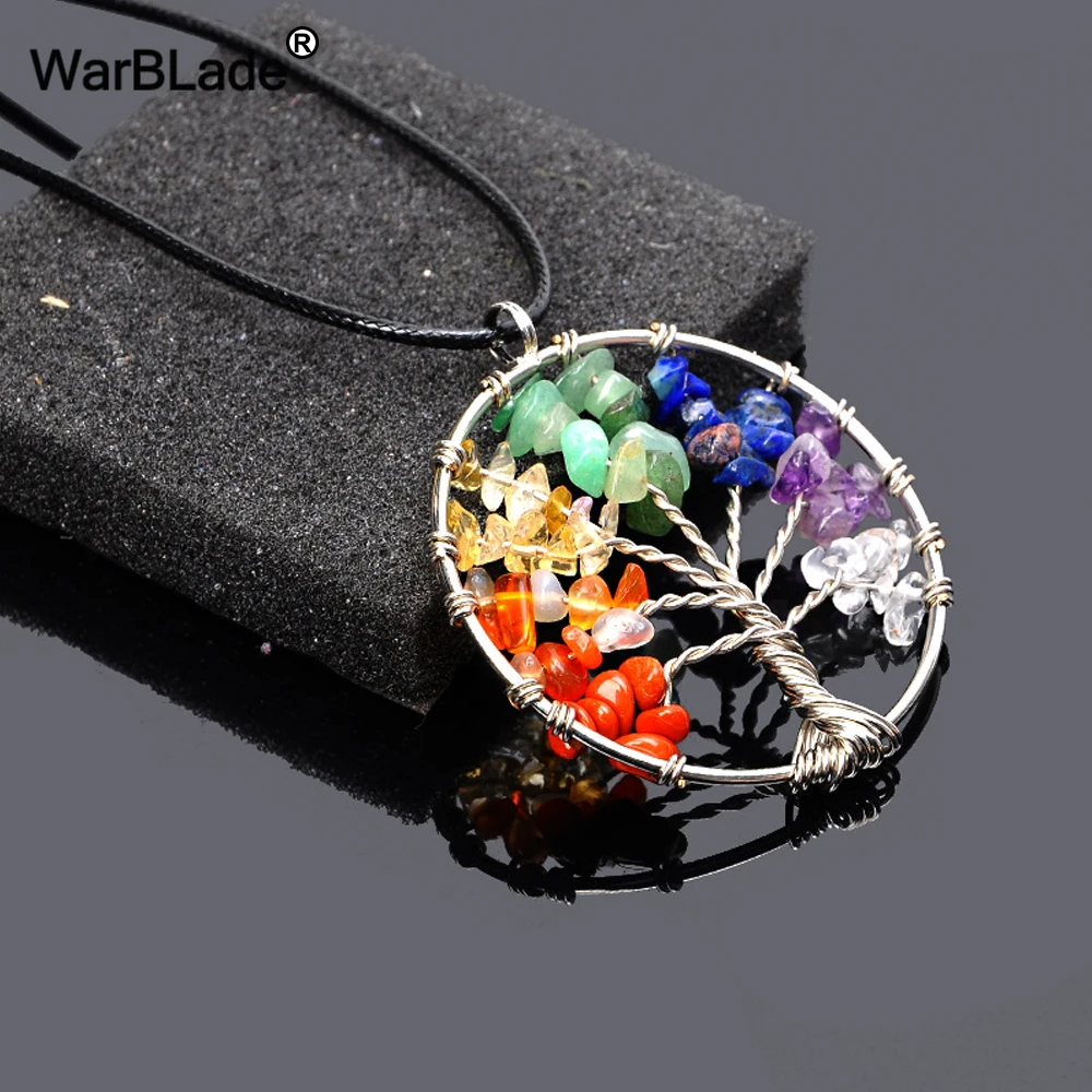 WarBLade 7 Чакра Дерево жизни жемчужный набор камень ожерелье с кристалом в виде сердца для женщин ювелирные изделия Рождественский подарок