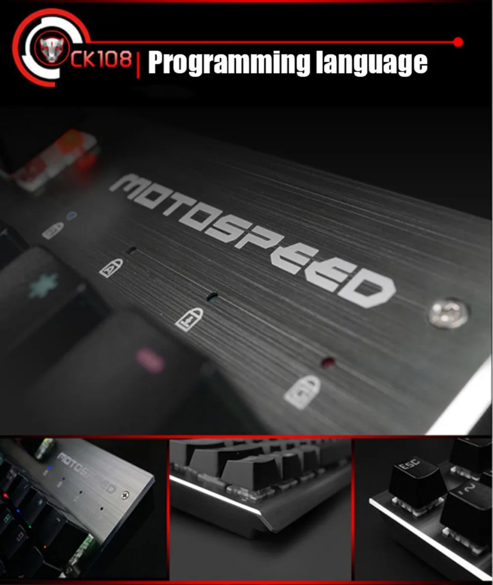 Motospeed CK108 Профессиональная USB Проводная игровая механическая клавиатура синий/черный переключатель с 18 режимом подсветки для ПК, ноутбука, геймера