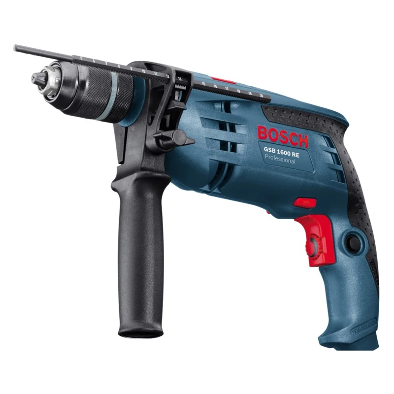 Дрель ударная Bosch GSB 1600 RE (Мощность 701 Вт, 26270 уд/мин, реверс, скорость 3000 об/мин, диаметр патрона 1.5-13 мм)