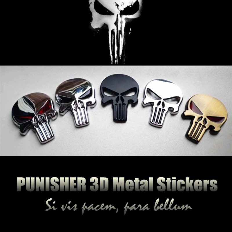 

THE Punisher body Badge 3D skull Skeleton metal Car Auto Motorcycle Emblem for Infiniti Q40 Q50 QX80 FX35 G25 Q70 Hybrid qx60