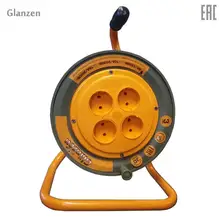 Удлинитель силовой на катушке GLANZEN 4 гн. ПВС 2х1 арт. ЕВ-50-003