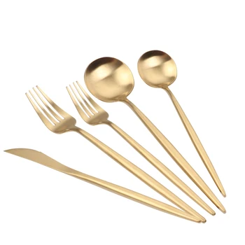

KuBac 2 Sets Gold Cutlery Set Matte Dinnerware Set