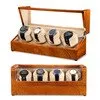 Деревянная коробка для часов лаковое пианино глянцевое углеродное волокно двойной валик для часов коробка тихий мотор коробка для хранения с окошком для часов - Цвет: S1140-1