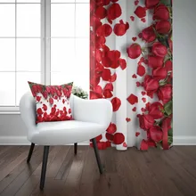Else, белый пол, красные розы, красные листья, цветы, цветочный 3D принт, для гостиной, спальни, оконная панель, занавеска, комбинированный подарок, чехол для подушки