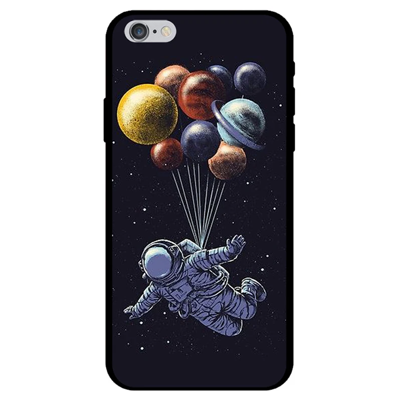 Funda de astronauta para funda de iPhone 8 espacio Luna planeta estrella suave TPU para iPhone 6 S 6 7 Plus 5S XS Max XR X Las mujeres de los hombres