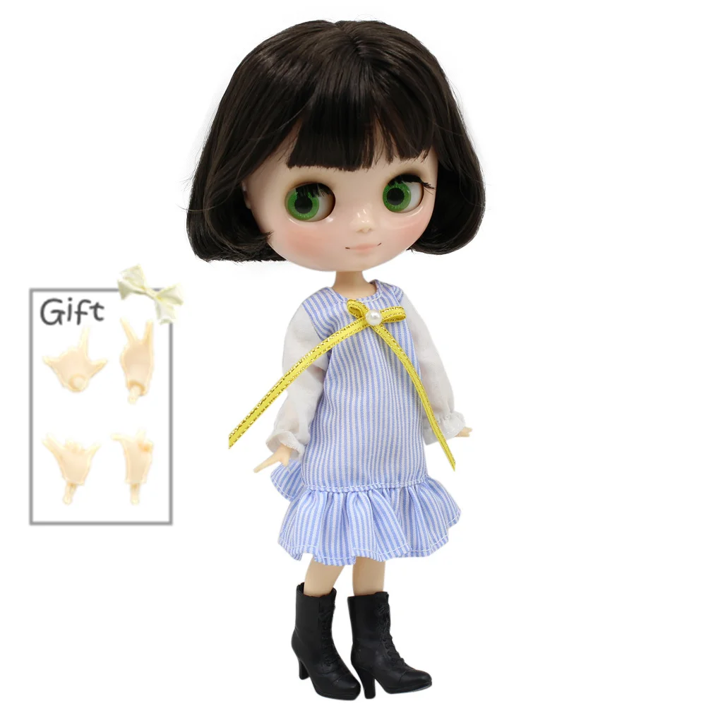 Обнаженная фабрика кукла Middie Blyth серии № BL 950 черные волосы BOBO с челкой прозрачное