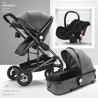 Многофункциональная 3 в 1 детская коляска с высоким пейзажем, складная коляска, Золотая детская коляска, коляска для новорожденных - Цвет: A