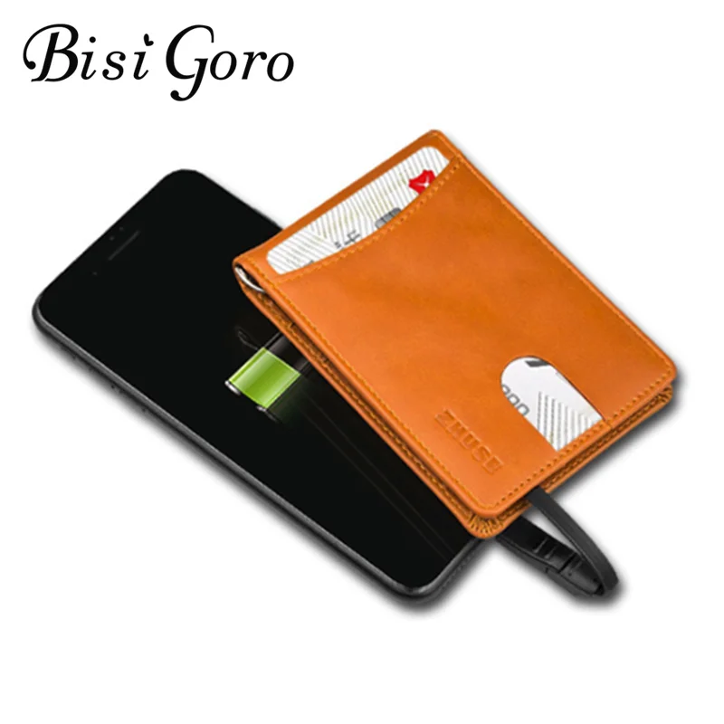 BISI GORO 2019 New Unisex Smart Wallet With USB Charging Wallet Adapt For Ipone And Android Type-C Capacity 4000 mAh 3 Colors