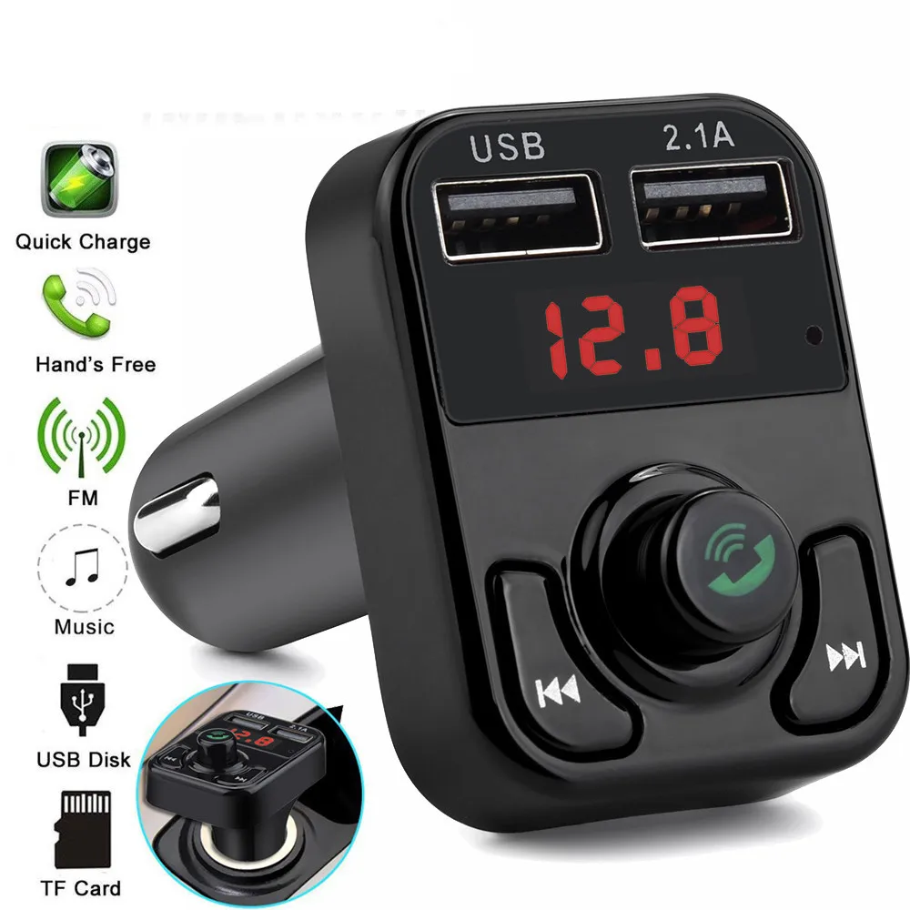 Беспроводной FM-трансмиттер с поддержкой TF-карты гарнитуры звонков Bluetooth