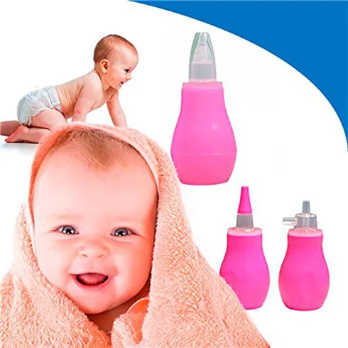 Носовые всасывающие устройства для детей уход за детьми Безопасный нетоксичный силиконовый носовой аспиратор холодного носа нюхание слизи чистое всасывающее устройство - Цвет: Pink