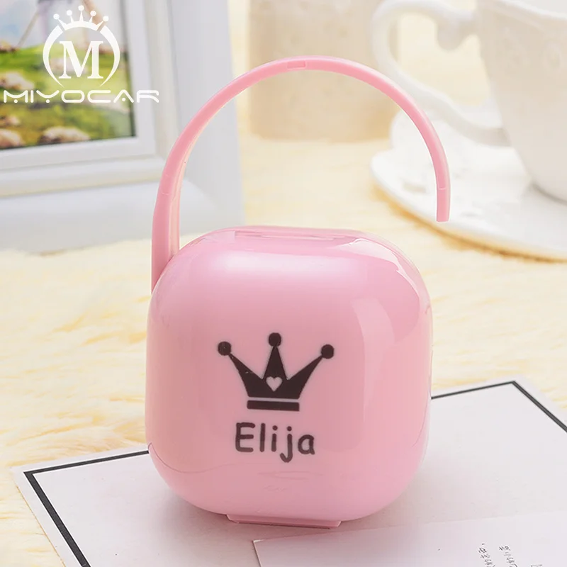 MIYOCAR personalized any name text photo can make Pacifier Storage Box and pacifier set teething toys pacifier clip pacifier chain pacifier accessories teether clip baby silicone accessories first letter pacifier ideal gift for baby pacifier