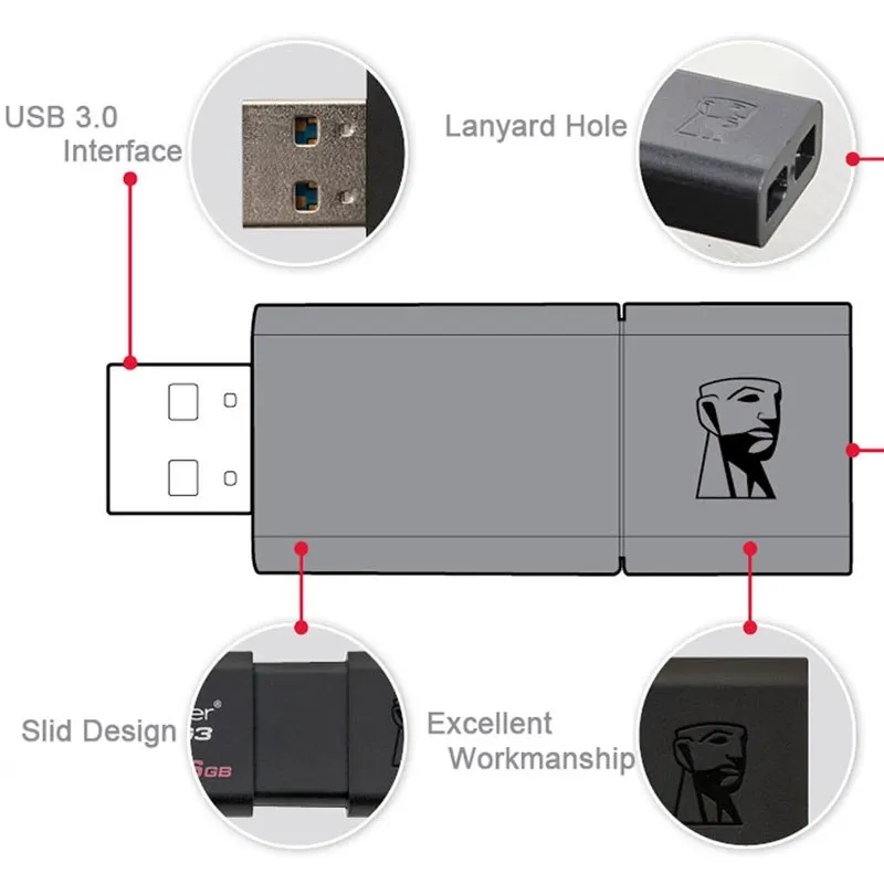 Kingston USB 3,0, флеш-накопитель, 16 ГБ, 32 ГБ, 64 ГБ, 128 ГБ, USB флеш-накопитель, флеш-накопитель, кольцо, память, USB DT100G3