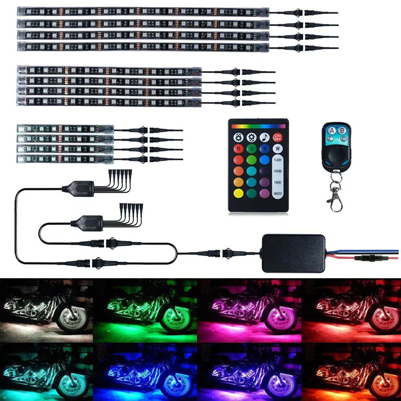 12Pcs Motorcycle Led Neon Strip Lamp Rgb Voice Control Glow Lights 5050Smd Flexible Strips Kit Wireless Remote Waterproof huismerk kopen in de aanbieding 12Pcs Motorcycle Led Neon Strip Lamp Rgb Voice Control Glow Lights 5050Smd Flexible Strips Kit Wireless Remote Waterproof huismerk kopen in de aanbieding