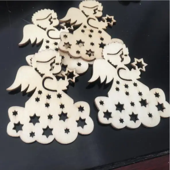 

5 Styles Optional, Laser Engraving Angel Wood pendant, for Christmas Pendant & Drop Ornaments\ DIY Toy\ DIY Craft B50