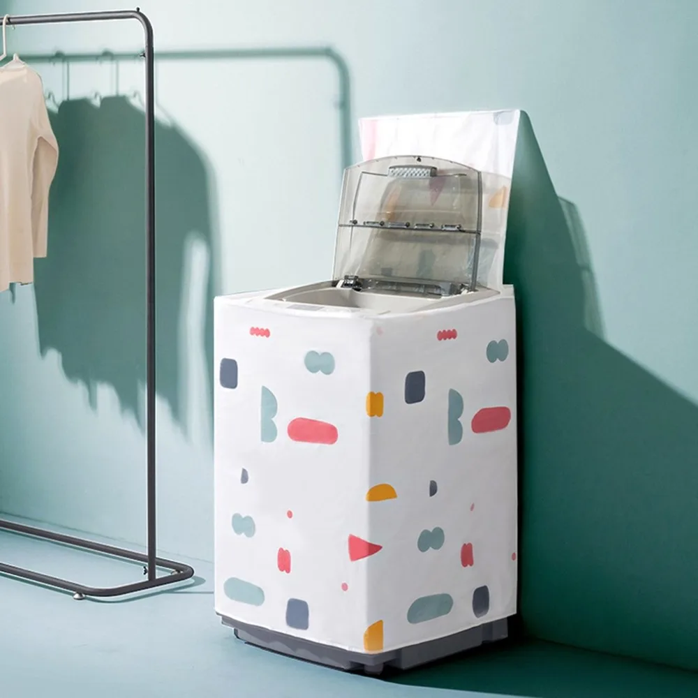 PEVA Geometry Printing Washing Machine Dust Covers Organizer Flip Washer Dust-proof Sunscreen Dustcoat Storage Case | Дом и сад