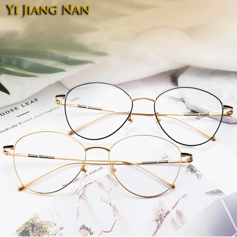 Frauen Große black Black Gold Gläser demo Top Nan Männer Gold Optische Brillen Bright Titan Vintage Retro Rahmen Qualität Kreis Yi With brown Rezept Jiang qTx7USn4t