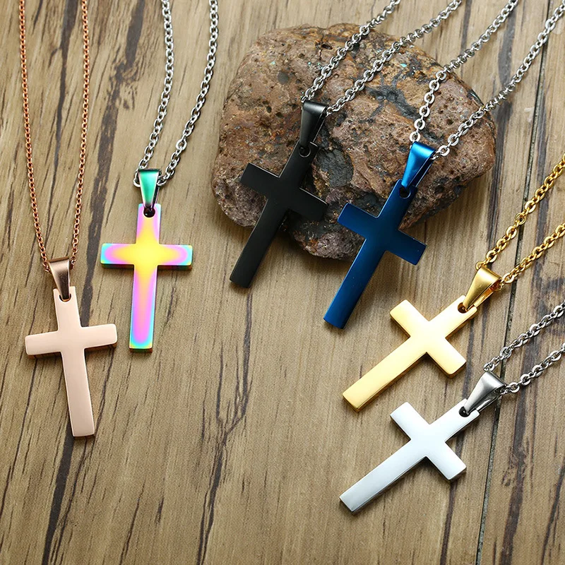 

Religious Jewelry 35MM Stainless Steel Cross Pendant Titanium Steel Men's Necklace Wholesale Women's Accessories