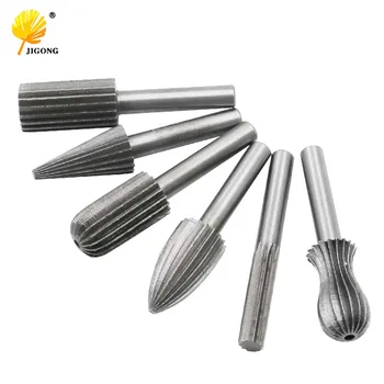 

6pcs Carbide Cutter Rotary Burr Set CNC Engraving Bit Rotary File Bur Burr Grinding Shank 6mm 1/4" For Dremel Rotary Tools New