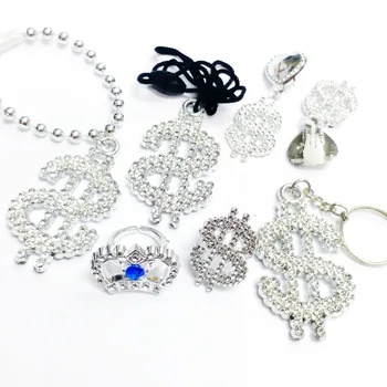 

72 Dollar Sign Pendant Necklace Rings Bracelet Girl Princess VINTAGE Retro Birthday Party Favors Jewelry set Pinata Fillers Gift