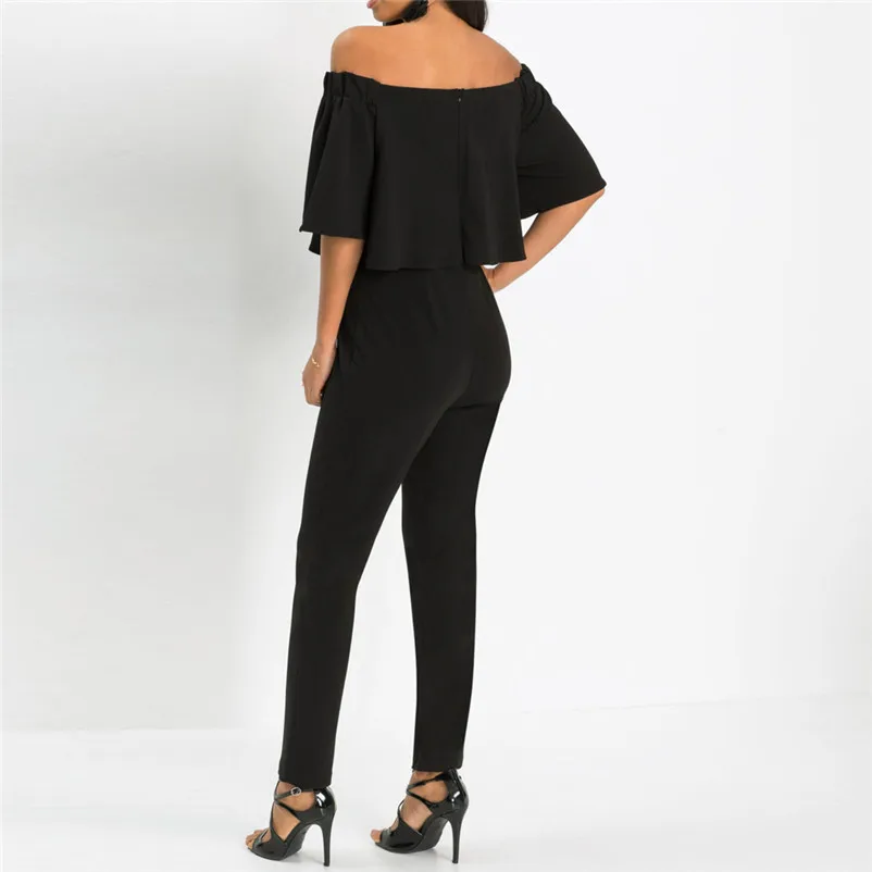 Fashion summer jumpsuit woman 2018 Off Shoulder Sleeveless Beach Jumpsuit Ladies Beach Romper Trouse pantaloni siamesi A23#N (16)