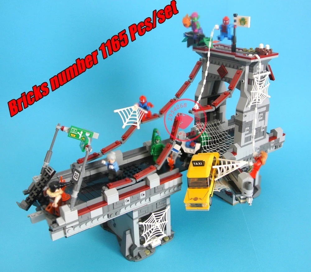 

boys toys Super heroes Spiderman Bridge Battle fit legoings avengers infinity wars marvel Building Block bricks 76057 gift kid