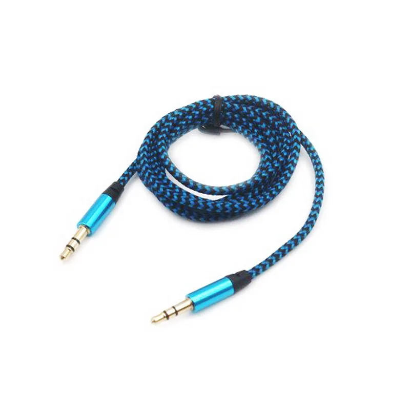 

Audio Cable Blue Aluminum Audio Cable 3.5mm aux Color Braided Recording Line Car Universal Cable-1