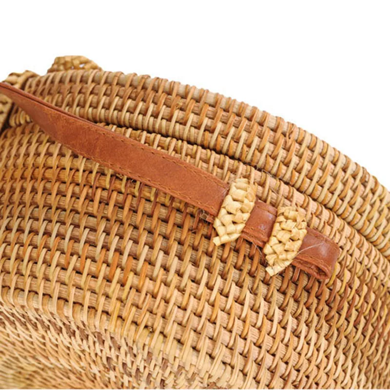 Women Bamboo Bags Female Beach Straw Handbag Circle Bohemian Rattan Butterfly Buckle Tote Shoulder Bag Lady Handmade Bag SS3196 (5)