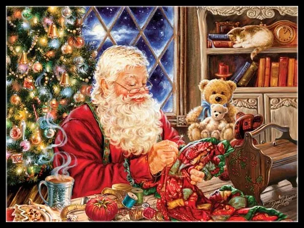 

Counted Cross Stitch Kits Needlework Embroidery - Crafts 14 ct Aida DMC Color DIY Arts Handmade Home Decor - Santa Sew Sweet