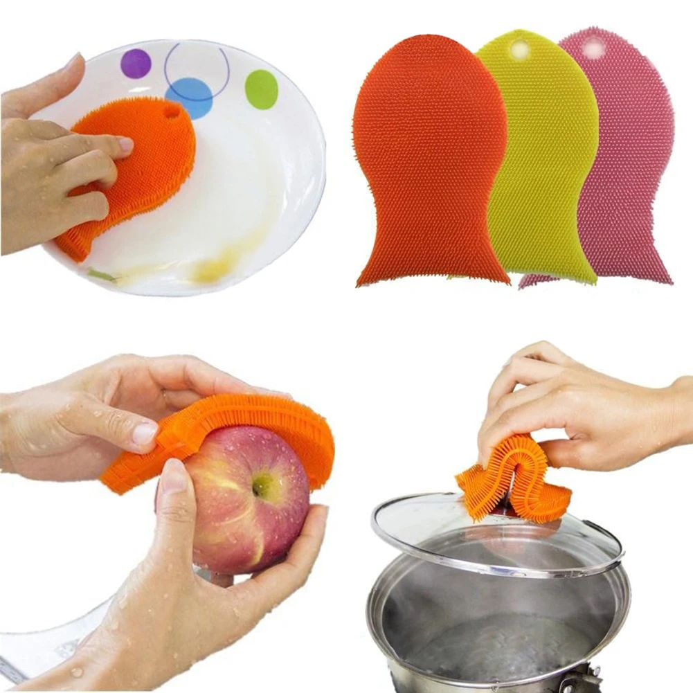 Fish Shape Silicone Dish Washing Kitchen Antibacterial Cleaning