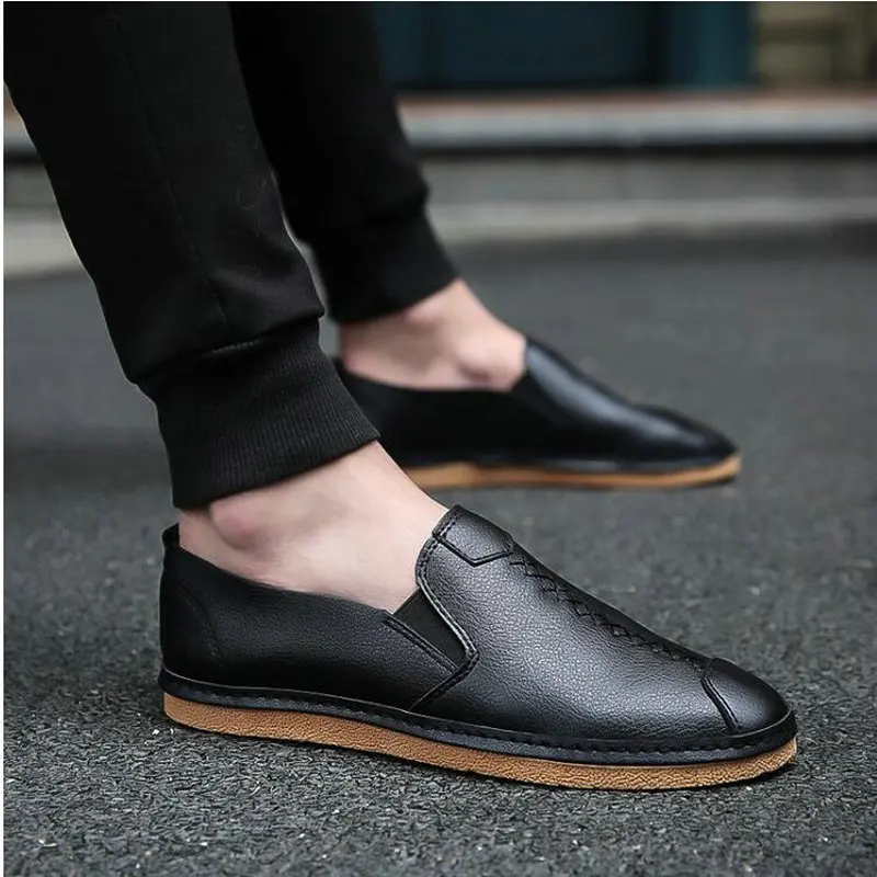 Летняя модная мужская черная парусиновая обувь; обувь в рыбацком стиле; мужские лоферы; обувь в Корейском стиле на плоской подошве; обувь для вождения лодки; LD-76