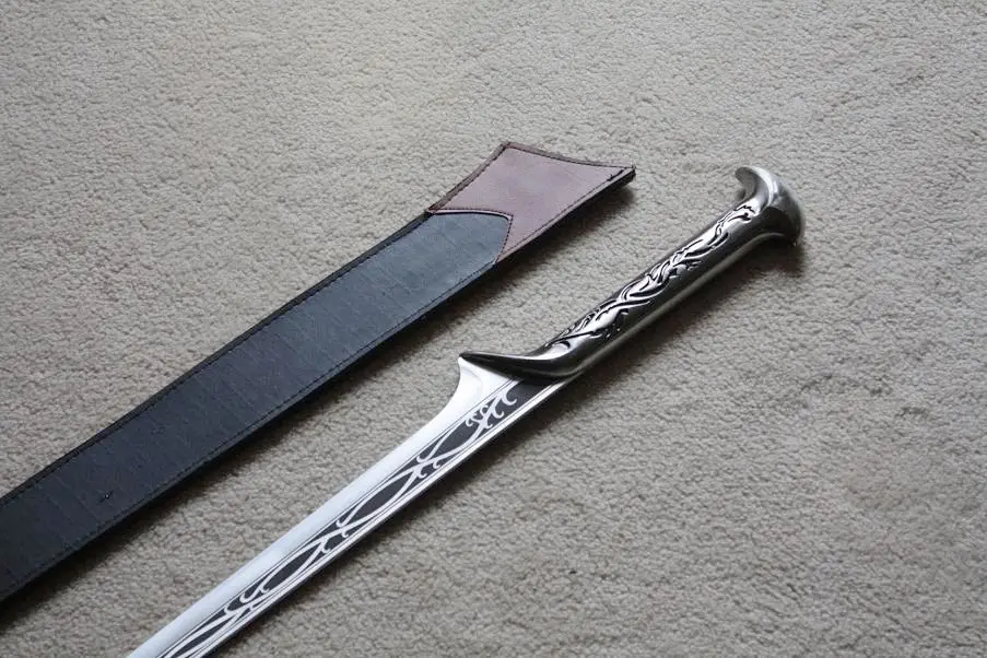 S0095 фильм Хоббит ELVEN королевский меч OF THRANDUIL серебристая версия с кожаным футляром
