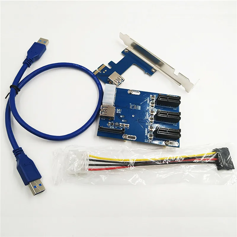 PCI E 1X 1 to 3 Port PCI E Slot Adapter 1X Interface Extension Card CSUG