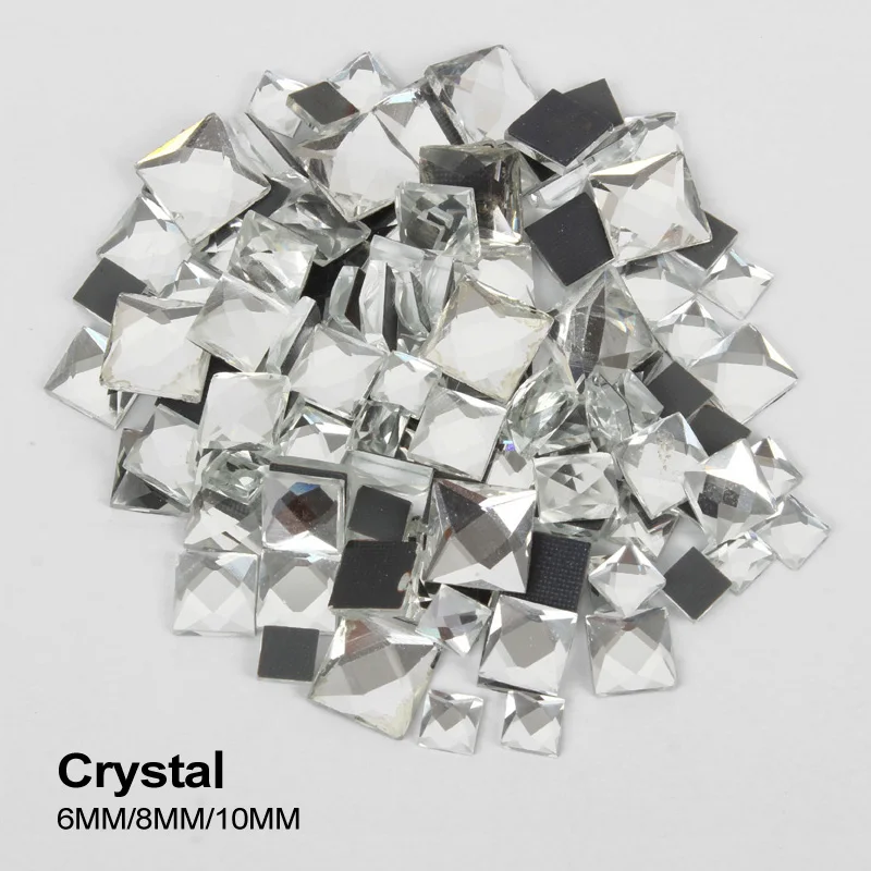 Square Hotfix Rhinestone Crystal 200pcs/lot Mix size 6/8/10MM Glass Stone for Bags shoes Garment free shipping | Дом и сад