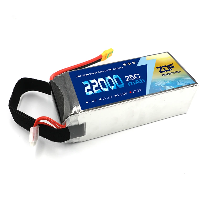 8 шт.(2 коробки) ZDF 6S 22,2 V LiPo аккумулятор 22000mAh 25C с разъемом XT90/AS150/XT150/XT90-S для беспилотного дрона