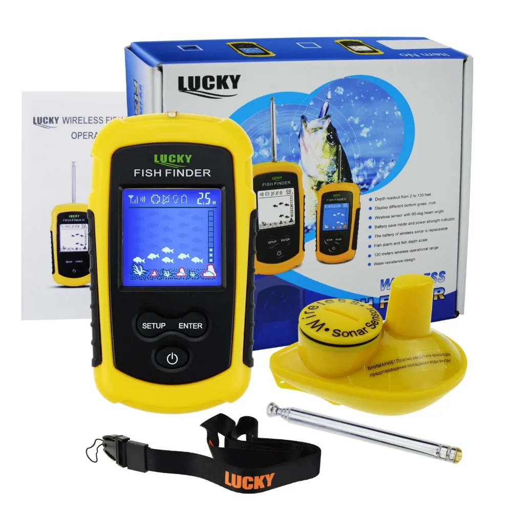 LUCKY FFCW 1108 1 беспроводной эхолот Sonar TN/Anti UV ЖК дисплей Fishfinder подсветка для ночной