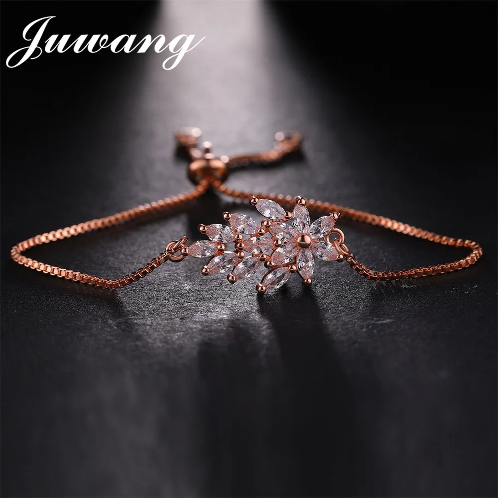 JUWANG Новые Роскошные CZ Листья браслет и браслеты для женщин модные золотые серебряные цвета цепочка модные ювелирные изделия подарок