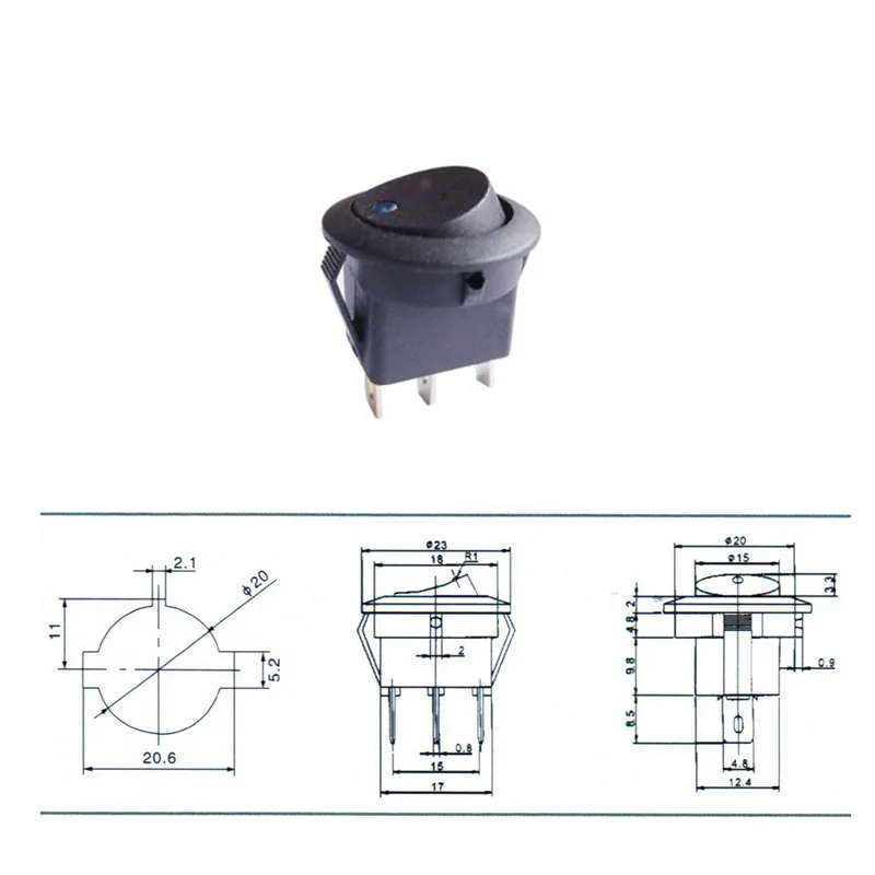 

8PCS 12V LED Practical Point of Light Boat Automatic Circular Rocker ON/OFF AC 4 Colors