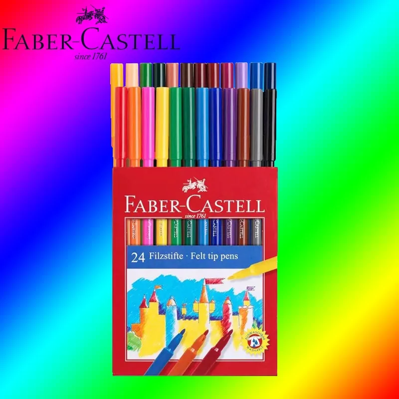 Original Faber Castell 554224 NEW Fibre Tip Pen Cardboardbox Of 24 Felt Tip Pens