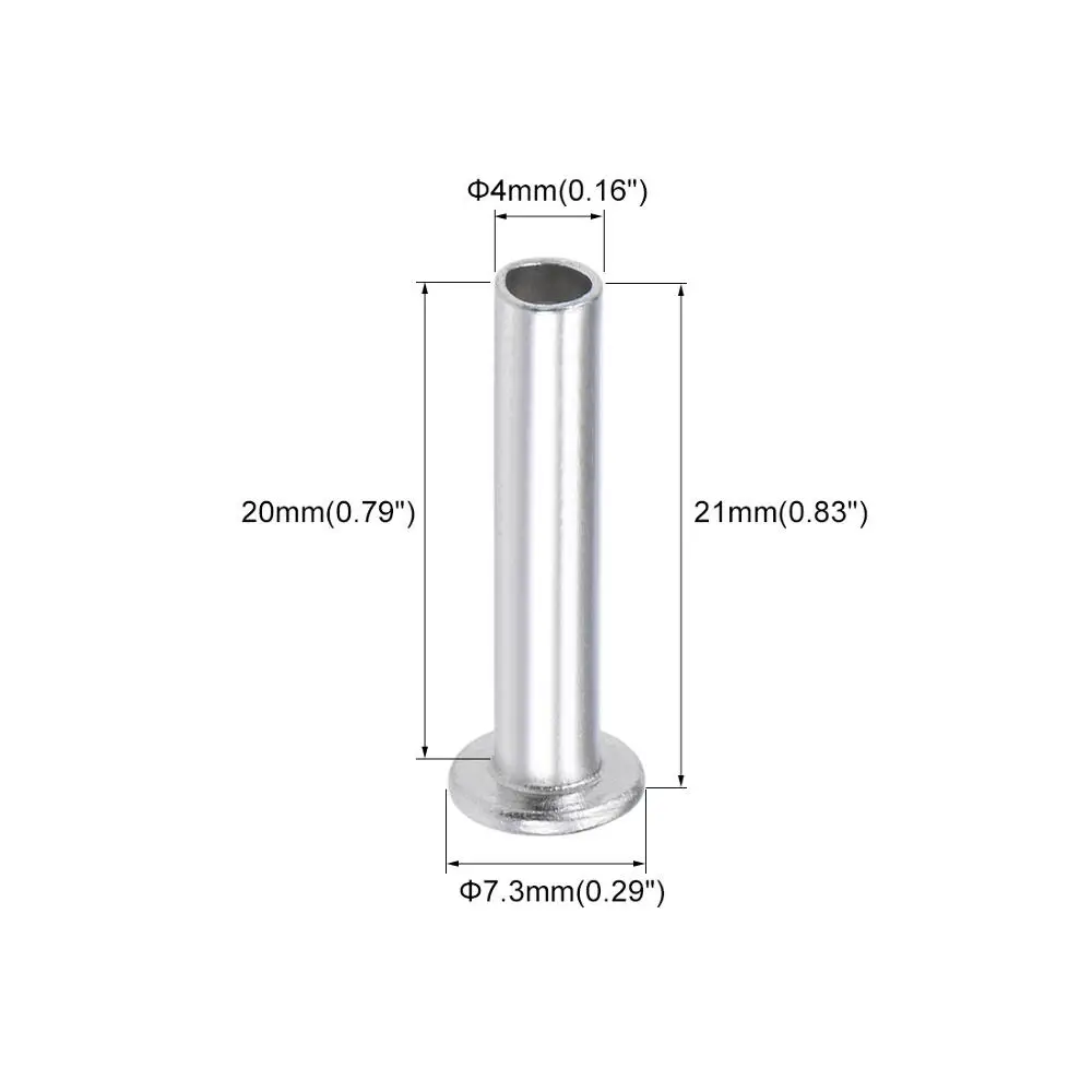 UXCELL 100 шт алюминиевые плоские головки полутрубчатые заклепки M2x12/M2.5x4/M2.5x10/M3x6/M3x9/M4x12/M4x20/M5x12/M6x12mm серебристые заклепки