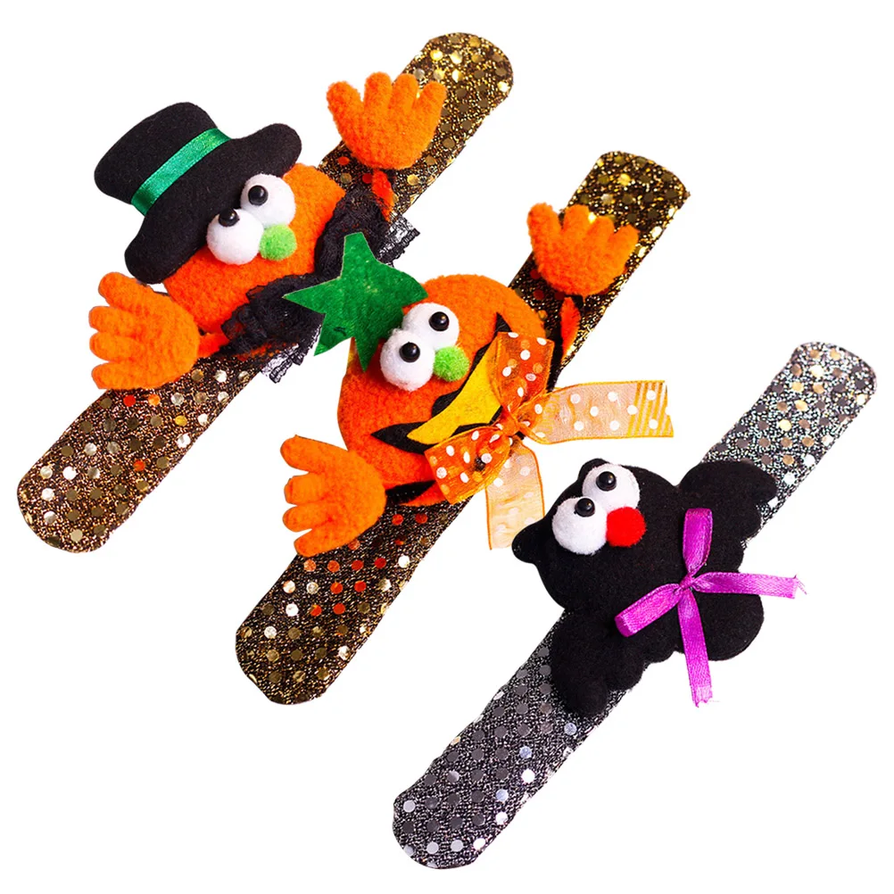 

3Pcs Halloween Slap Bracelets Wristband Luminous Party Favors Supplies Novelty Decoration for Kids Children Adults
